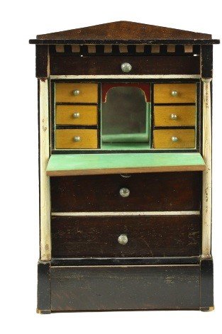 Biedermeier Doll House Secretary Desk: Under 8 in.