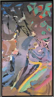 Syd Solomon (1917-2004) Amer, Oil/Acrylic on Board: Abstract entitled 'Lightride', 1978, oil & acrylic on board. Signed upper left. An American abstract artist, Solomon spent most of his time in his homes in both East Hampton, NY. and Sarasota,