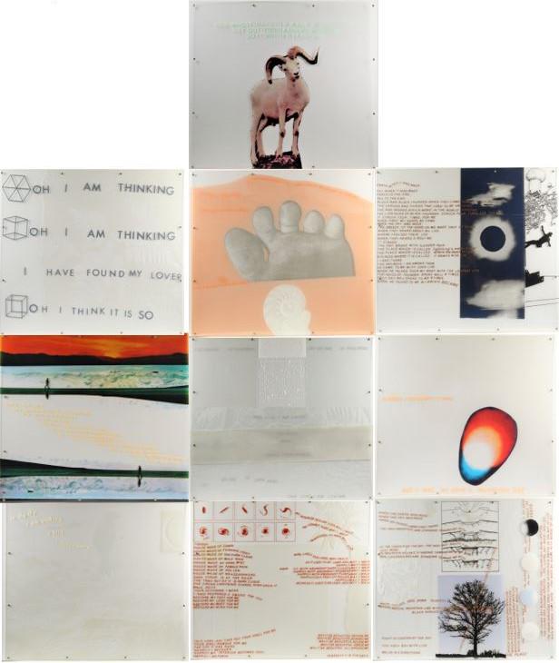 Robert Rauschenberg (1925-2008) Amer, Opal Gospel: Opal Gospel, 9 American Indian Poems Illuminated by Robert Rauschenberg. Ten hand silkscreened transparent acrylic panels and an acrylic stand, housed within a steel case. Executed by Styria Studio, N