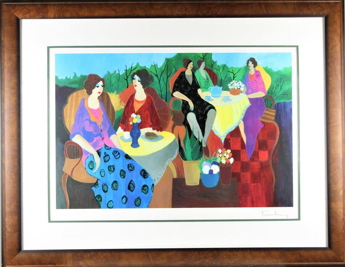 Itzchak Tarkay (1935-2012, Israel) Seriolithograph: Titled "Morning Social"Sight: 15 1/2 x 24 in. Overall: 27 1/4 x 35 in. Please note that all sales are final. No refunds will be given under any circumstances.