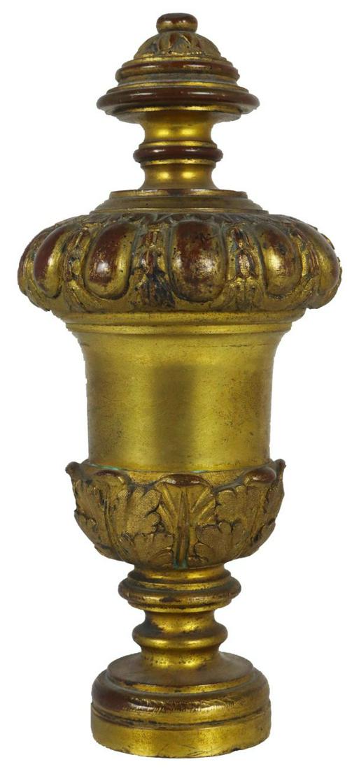 Large Bronze Antique Newell Post Finial: Two-tone antique bronze finial. A finial or hip-knob is an element marking the top or end of some object, often formed to be a decorative feature. Size: 8 in. high.Please note that all sales are final