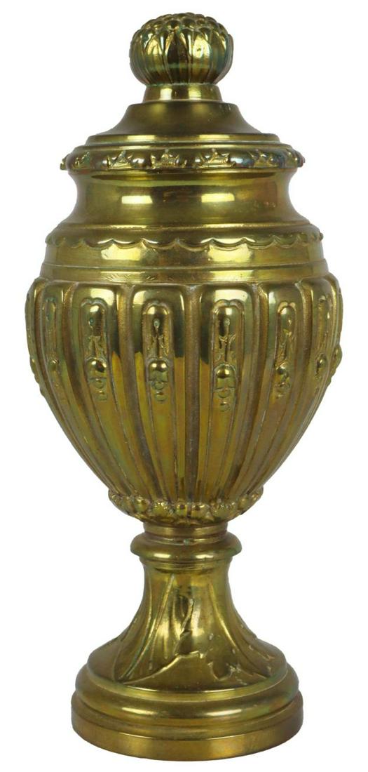 Large Bronze Antique Newell Post Finial: A finial or hip-knob is an element marking the top or end of some object, often formed to be a decorative feature.Size: 7 in. high. Please note that all sales are final. No refunds will be given under