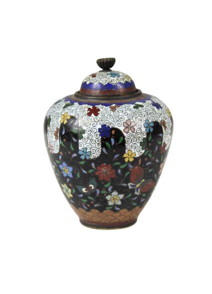Chinese Meiji Covered Diminutive Cloisonne Vase: Size: 4 x 3 in. Please note that all sales are final. No refunds will be given under any circumstances.