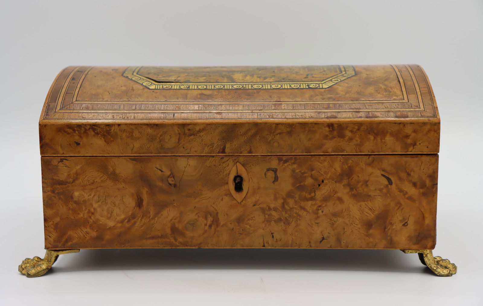 Domed Burlwood Tea Caddy on Paw Feet (1 of 11)