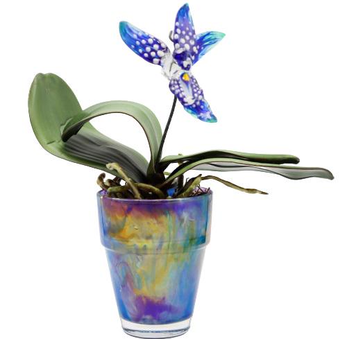 Anchor Hocking Pot with Glass Flower (1 of 5)