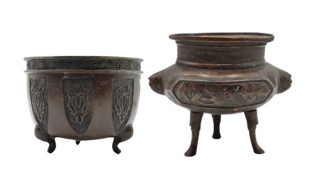 (2) Chinese Bronze Planters (1 of 11)