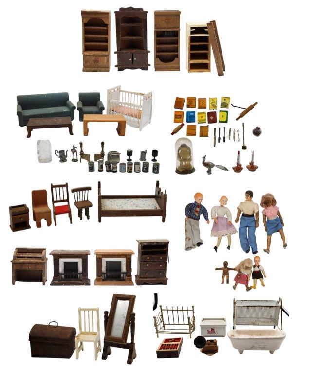 Large Group of Wood and Metal Doll House Furniture (1 of 16)