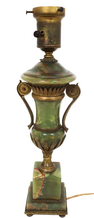 French Green Stone & Brass Lamp (1 of 6)