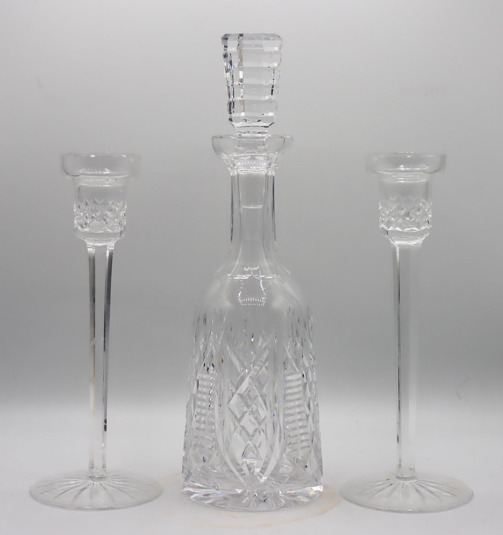 (2) Crystal Candlesticks and (1) Crystal Decanter (1 of 11)