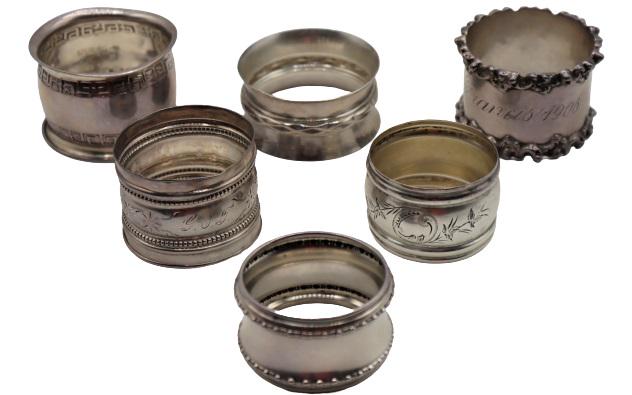 (6) Sterling Napkin Rings 3.57 ozt (1 of 14)