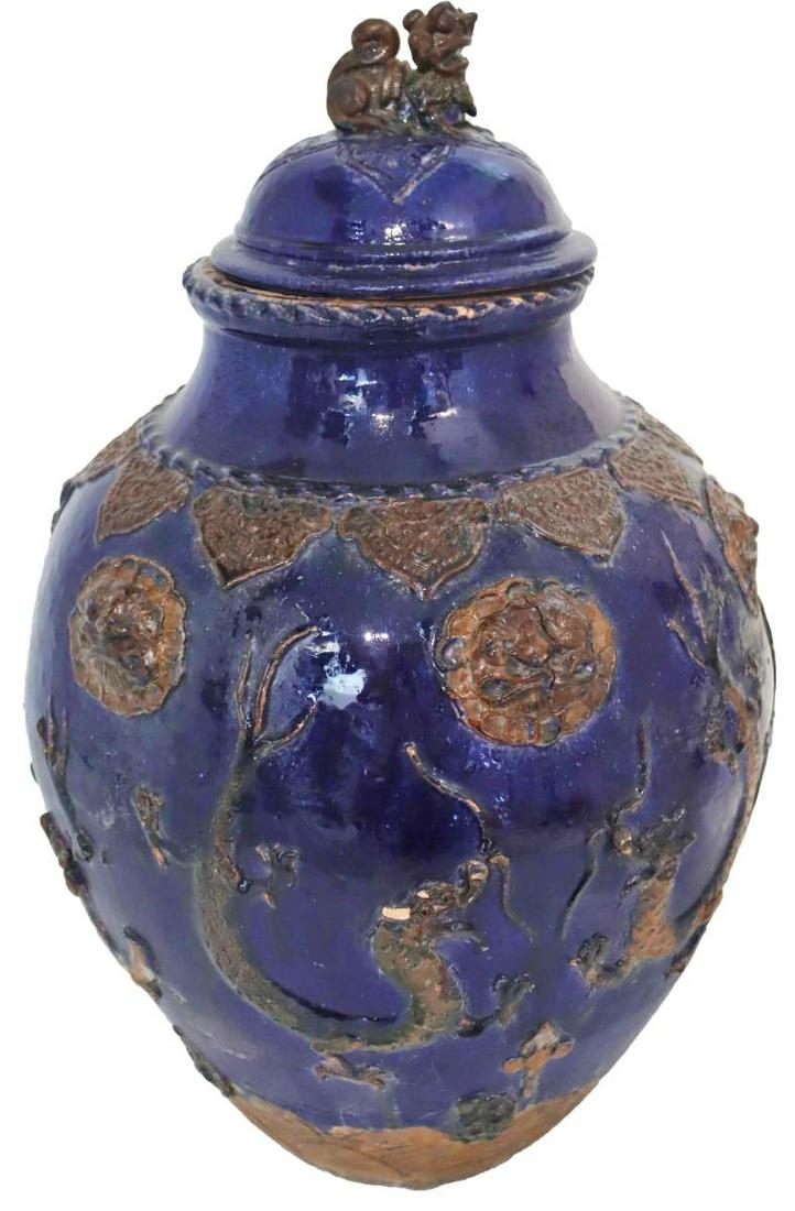 Large Blue Glazed Ginger Jar and Lid (1 of 20)