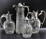 (4) Russian Silver Claret Jugs, w/ 3 Signed Faberge