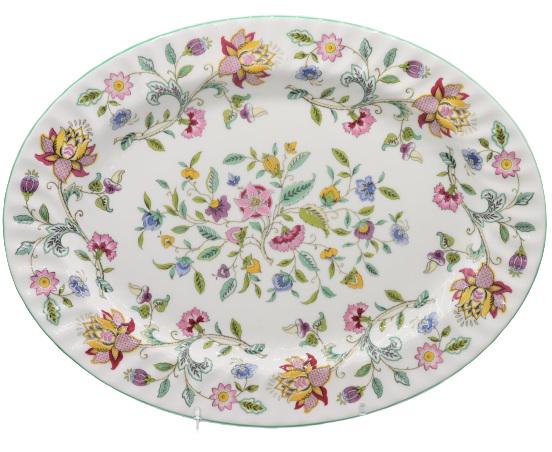 Minton Bone China Floral Platter: Minton Bone China Floral Platter Size: 16 1/2 x 12 in. Please note that all sales are final. No refunds will be given under any circumstances.