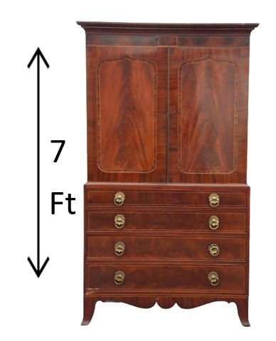 19th C. English Linen Press Flamed Mahogany: 19th C. English Linen Press Flamed Mahogany Circa. 1840.Size: 48 x 21 x 86 in.