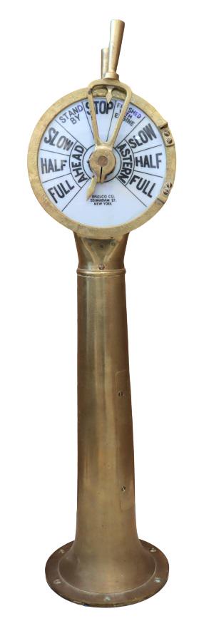Brelco American Brass Engine Order Telegraph: American Brass Engine Order Telegraph by Brelco Co, New York. Twin handle design with ship's orders on faceplates. Commands include stop, finished with engines, slow, half, full etc. Please note that 