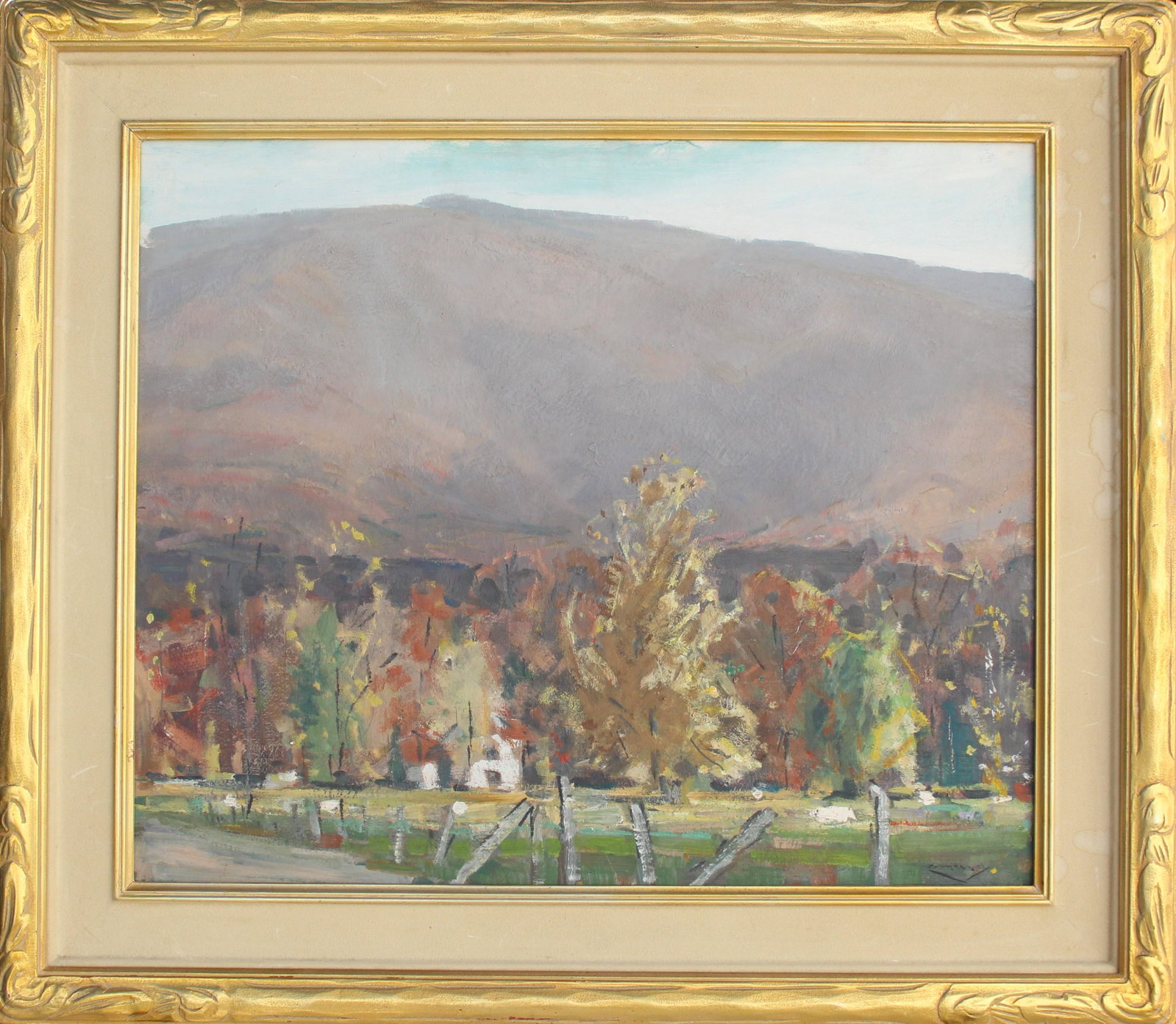Jay Connaway (1893-1970) American, Oil on Board: Entitled, "Fall Glow - Late Afternoon, VT.", oil on masonite, signed lower right, and titled on reverse.Jay Hall Connaway was a realist painter and art teacher, with a muscular painterly style, renown