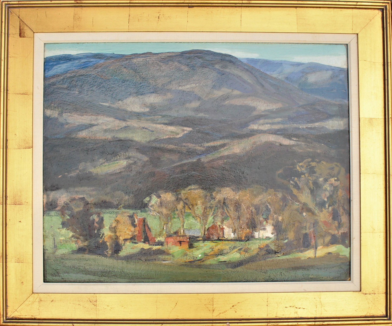 Jay Connaway (1893-1970) American, Oil on Board: Entitled, "Equinox - Autumn", depicts a rural New England landscape. Oil on board, signed lower left.Jay Hall Connaway was a realist painter and art teacher, with a muscular painterly style, renowned 