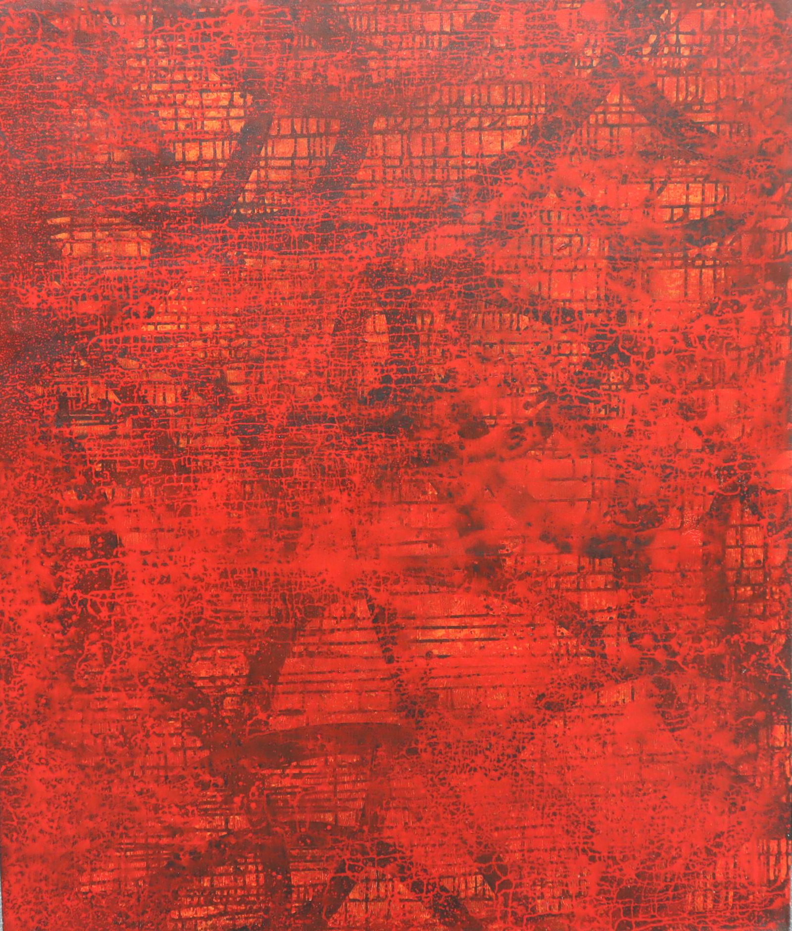 Ron W. Strong, Acrylic Shellac Emulsion: Contemporary geometric.Signed and Titled verso.Painted on canvas. Original bill of sale included. Size: 64 x 54 in.Please note that all sales are final. No refunds will be given under any circumstance