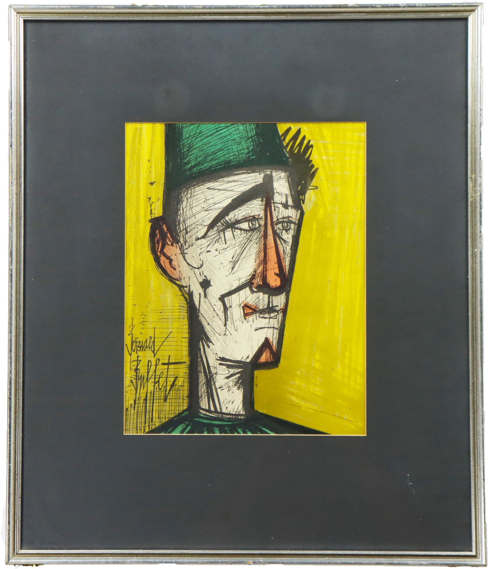 Bernard Buffet (1928-1999) French, Original Litho: Original lithograph by Bernard Buffet, signature on the lower left. It is titled verso, "JoJo, The Clown." Bernard Buffet was born in Paris, France on July 10, 1928. He entered the Ecole des Beaux Art