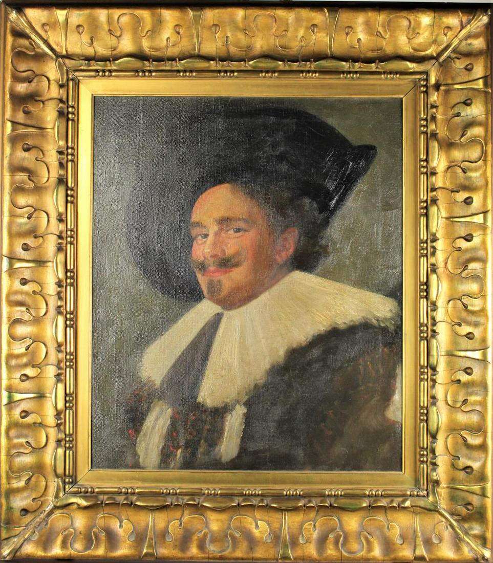 After Frans Hals, Dutch Old Master O/C: After Frans Hals, Dutch Old Master O/C. This painting typifies Hal's palette and subject matter.Overall: 35 x 31 in. Sight: 23 x 19 1/2 in. Please note that all sales are final. No refunds will be giv