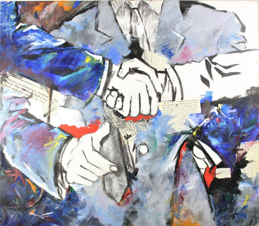 Rena Shein (b.1988) Califronia, Mixed Media: Mixed media on board. "An Unamerican Word". Signed and dated. Overall: 36 3/4 x 42Please note that all sales are final. No refunds will be given under any circumstances.