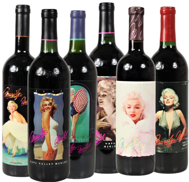 (6) Marilyn Monroe Merlot Bottles (1986-1996): Group of six bottles that range in years from 1986-1996. All bottles were properly stored and unopened. All under 13 in. Please note that all sales are final. No refunds will be given under any circum