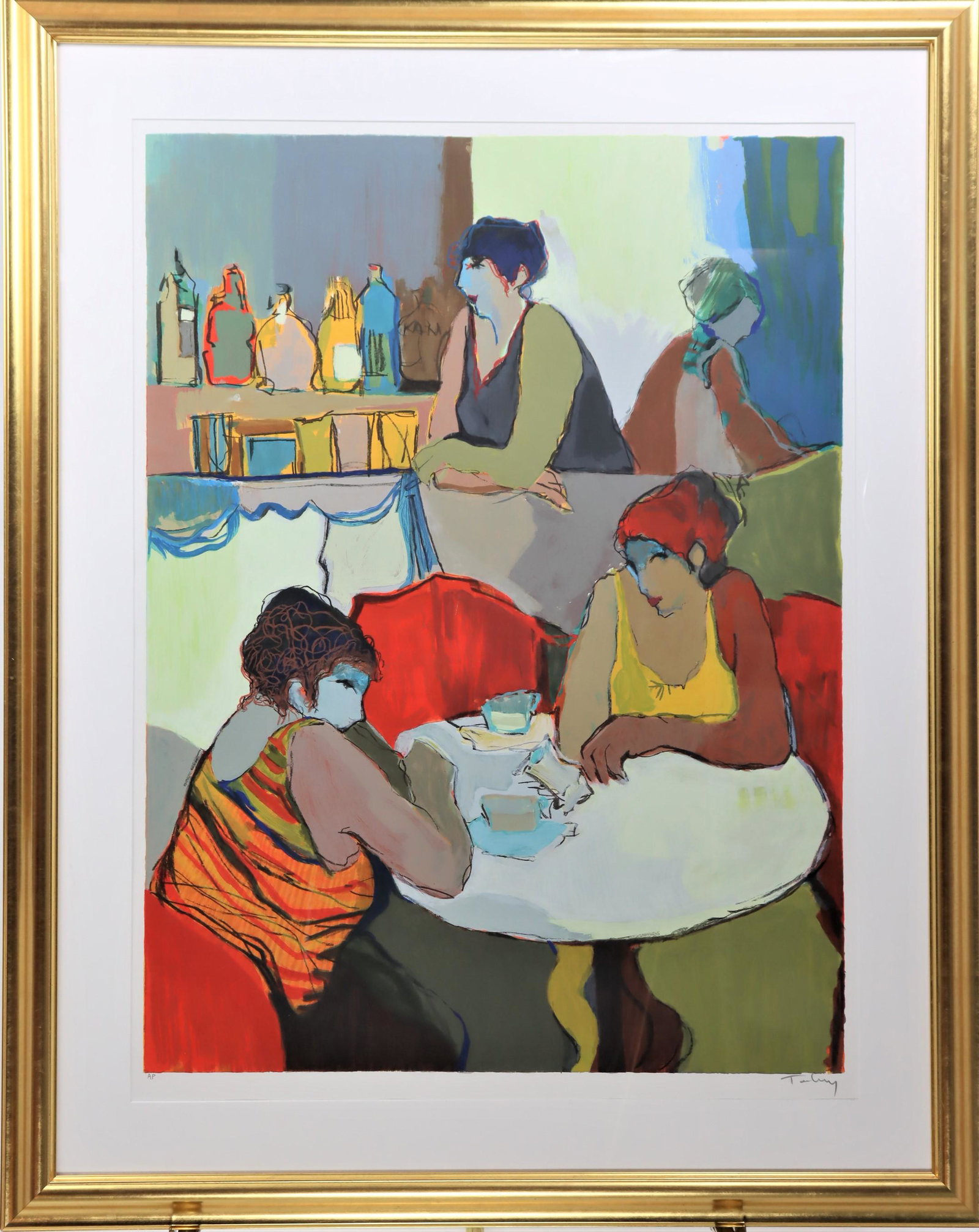Itzchak Tarkay (1935-2012) Hungarian, Color Litho: Color lithograph of a bar cafe scene with seated women, artist's proof, signed lower right. Itzchak Tarkay was an artist with a remarkable history, having been deported to a Nazi concentration camp in