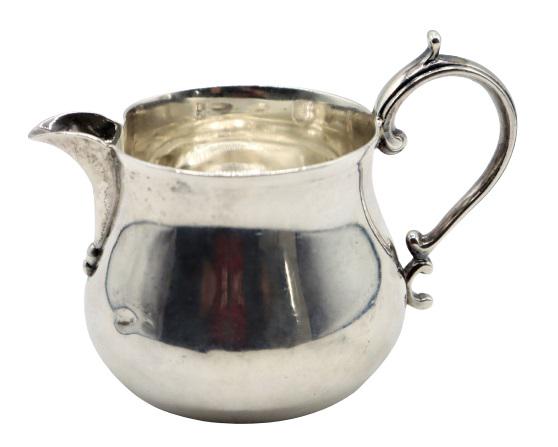 Late 18th C. English Sterling Creamer, 2.45 ozt: Sterling silver English creamer, John Henry Rawlings Hallmark. Dated 1898.Size: 2 1/2 x 3 1/2 x 2 in. Approx. Weight: 2.450 ozt Please note that all sales are final. No refunds will be given under any