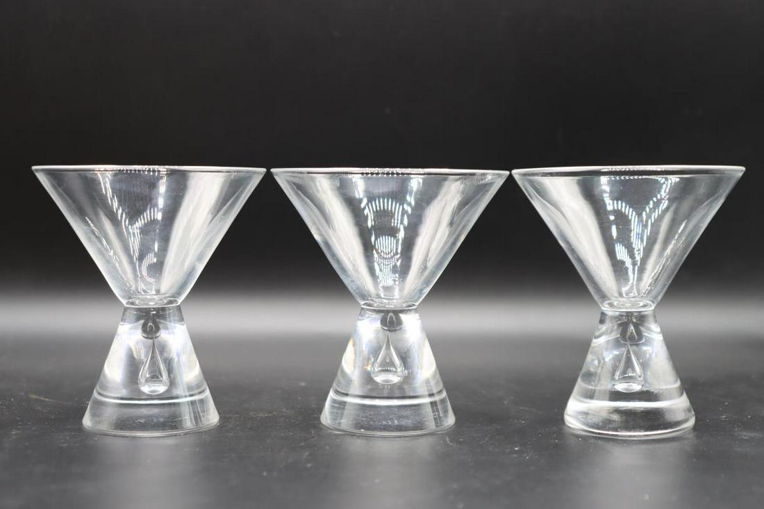 Set of (3) Steuben Tear drop Martini Glasses (1 of 4)