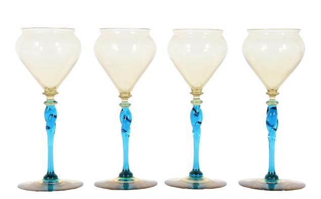 Set of (4) Steuben Amber & Celeste Blue Glasses (1 of 9)
