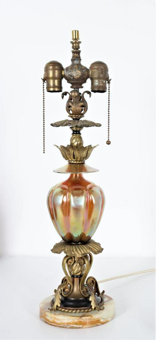 Steuben Melon Shaped Art Glass Lamp (1 of 12)