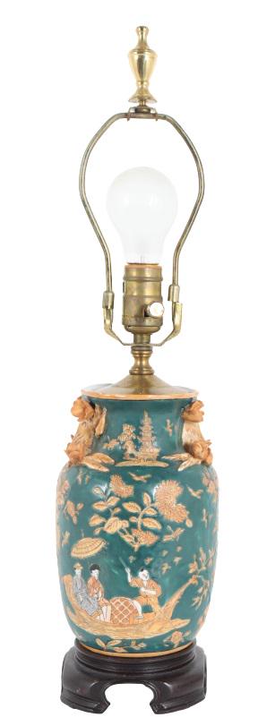 Chinese Green Porcelain Vase Lamp (1 of 14)
