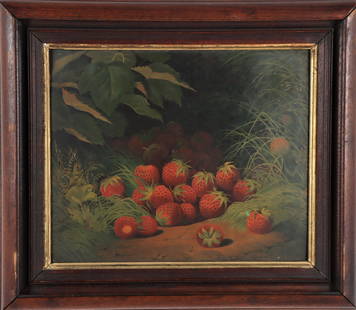 William Mason Brown (1828 - 1898) NY, chromolitho: William Mason Brown (1828 - 1898)Chromolithograph."Strawberries" Overall: 14 x 16 in. Sight: 9 1/2 x 11 1/2 in.