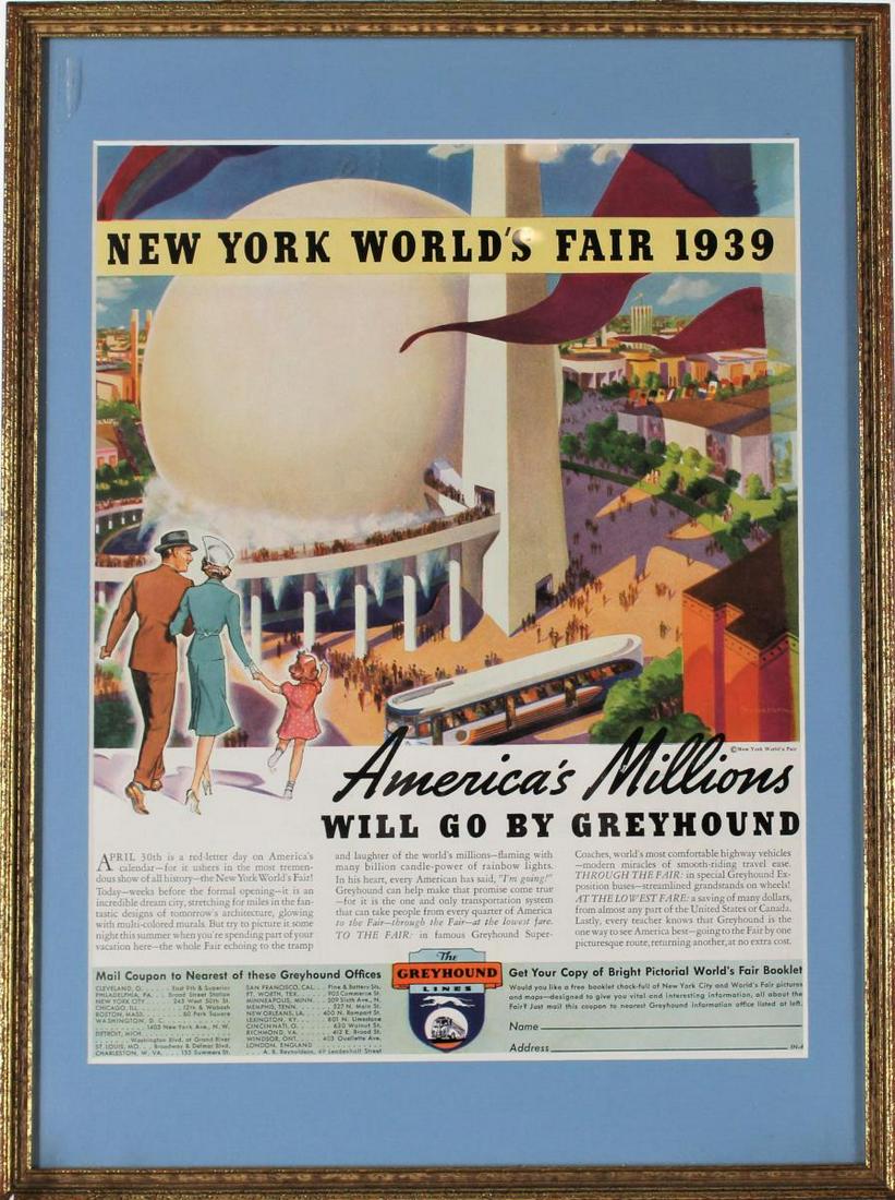 Framed Ad of 1939 New York World's Fair (1 of 3)