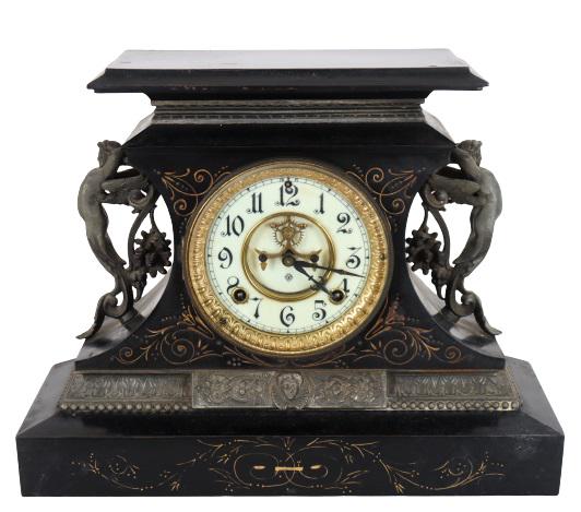 Vintage Ansonia Gilt Decorated Iron Mantle Clock (1 of 12)