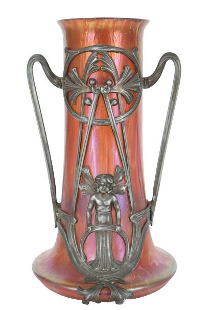 Loetz Art Nouveau Glass & Metal Twin-Handled Vase (1 of 13)