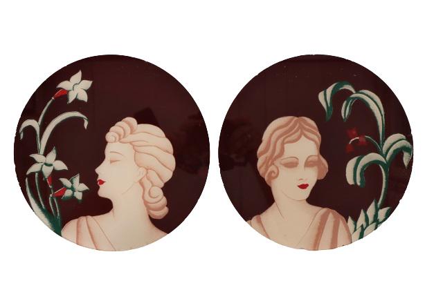 (2) Art Deco Circular Figural Plaques (1 of 4)