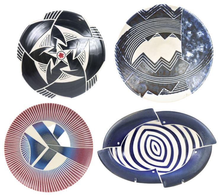 Collection of Signed Wayne Bates Pottery: Well known for his Blood River Studio in Kentucky. He is a master potter and widely collected for his contemporary design.Provenance: Purchased directly from artist. (1) Geometric Pottery Center Bowl.