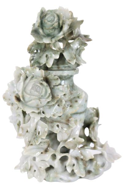 Chinese Jade Finely Carved Vase & Lid (1 of 12)