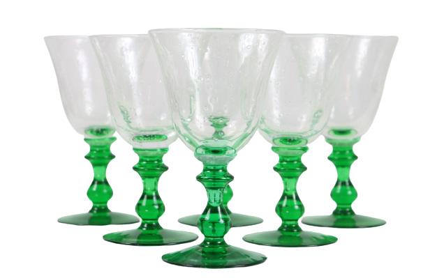 (6) Hand-blown Water Goblets (1 of 5)