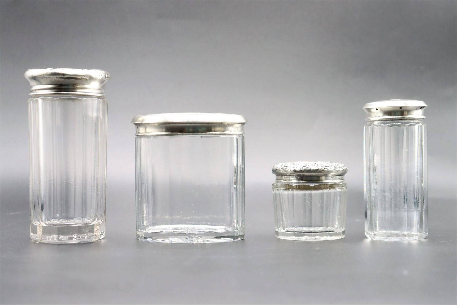 (4) Sterling Silver Top Glass Containers (1 of 9)