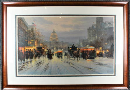 G. Harvey, 'Pennsylvania Avenue', Framed Print: Pennsylvania Avenue, print on paper, signed G. Harvey, numbered 119/195, professionally framed. Overall: 43 x 61 in. Sight: 26 3/4 x 45 in.