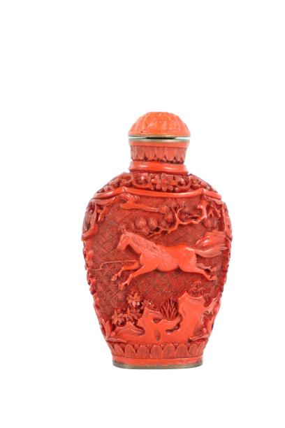 Cinnabar Snuff Bottle, Late 19th Century (1 of 8)