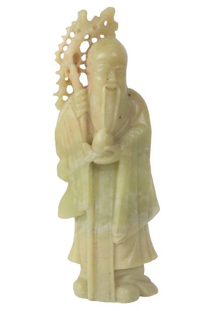 Chinese Soapstone Carving: Chinese soapstone carving of Shou Lao God Of Longevity in Taoist mythology.