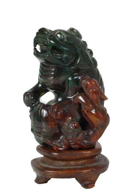Chinese Hard Stone Foo Lion, Possibly Jade? (1 of 6)