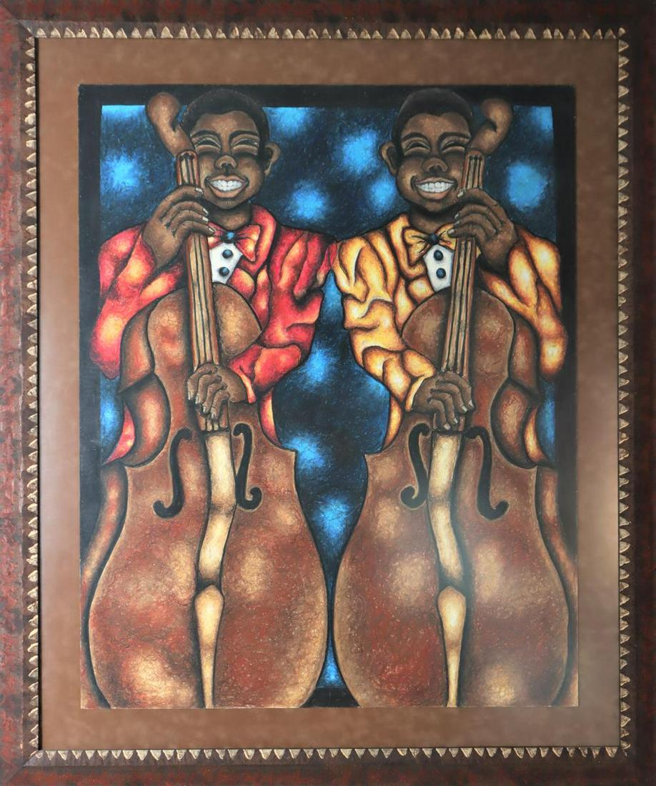 Two Musicians, Mixed Media Pastel/Gouache (1 of 3)
