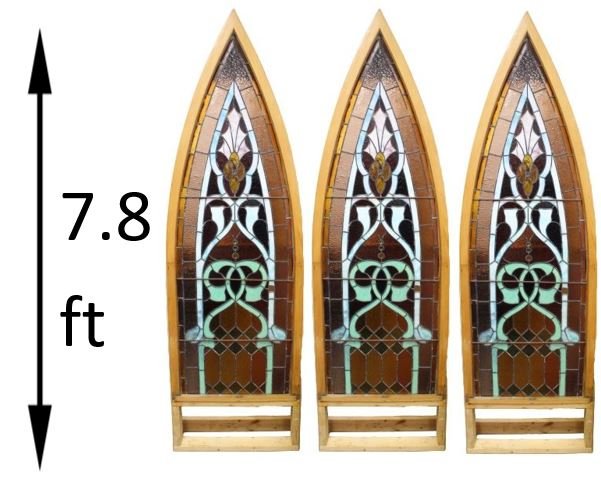 (3) Early Palace-Size Gothic Stained Glass Panels (1 of 11)