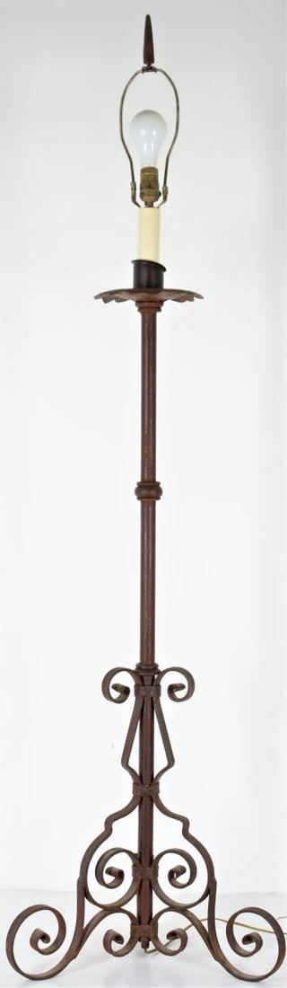 Wrought Iron 18th C. Style Candlestick Floor Lamp (1 of 7)