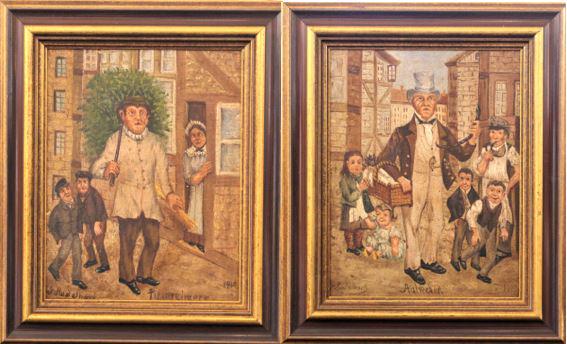 Pair of Signed Rudelbach Folk Art Paintings (1 of 9)