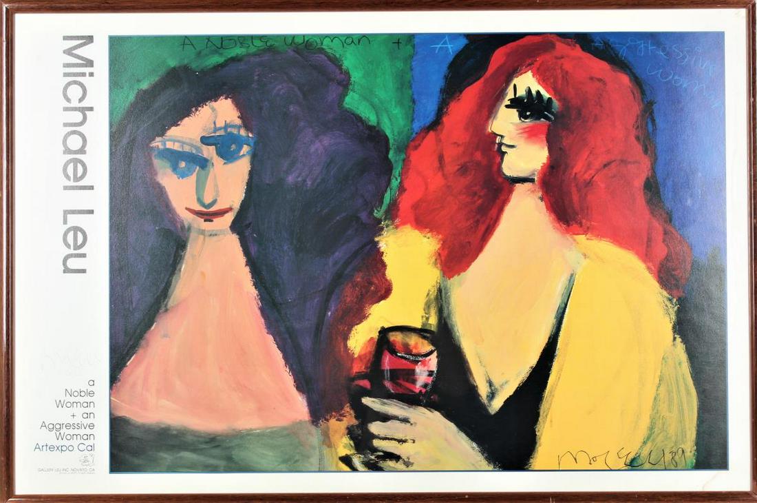 Michael Leu (b. 1950) Chinese/American, Poster: Poster for Art Expo Cal in Los Angeles, 1989. Pencil signed. Sight size: 24 3/4 x 37 3/4 in. Overall size: 26 1/2 x 39 1/2 in.